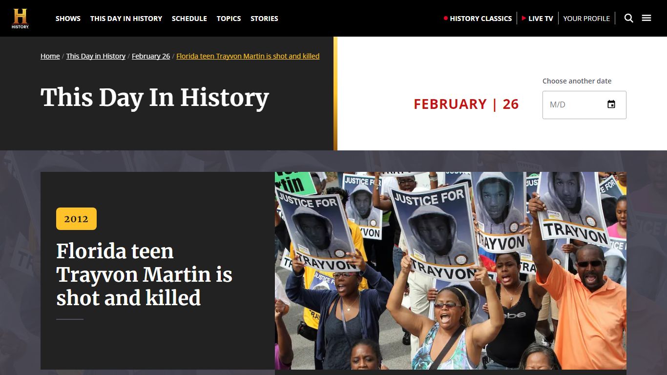 Florida Teen Trayvon Martin Shot and Killed - HISTORY