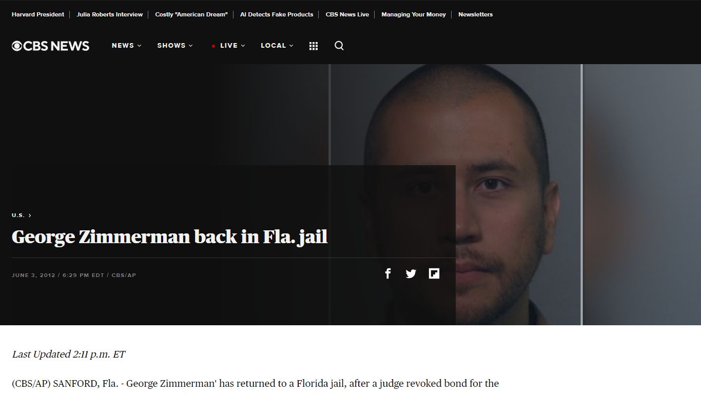 George Zimmerman back in Fla. jail - CBS News